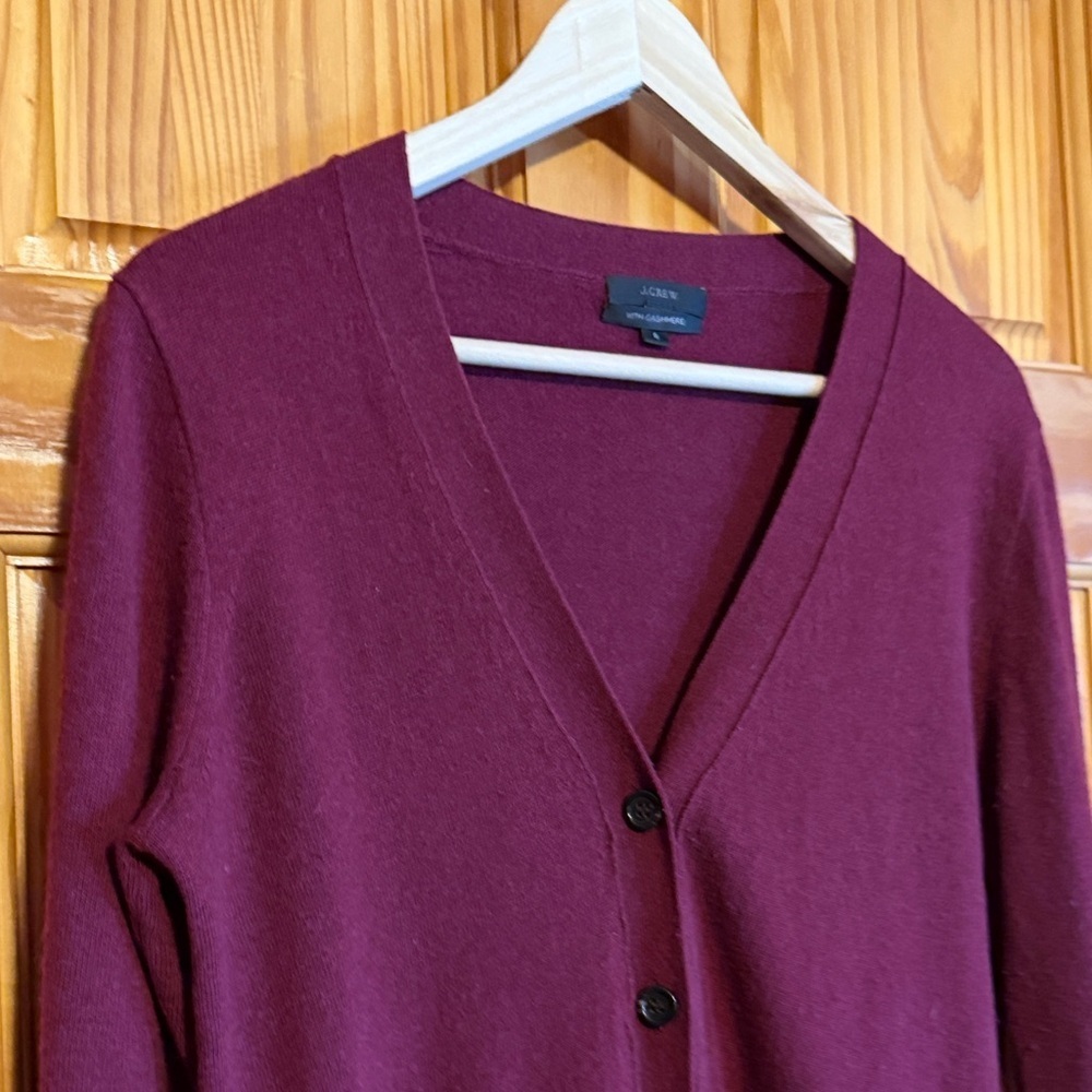J. Crew Deep Red V-Neck Cardigan- Wool and Cashmere blend - Picture 3 of 9